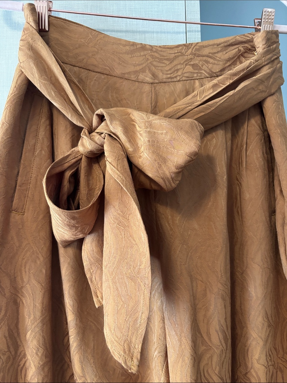 High-Rise Tie-Waist Rust Brown Women's pants ( baggy leg fit) - Picture 2 of 6
